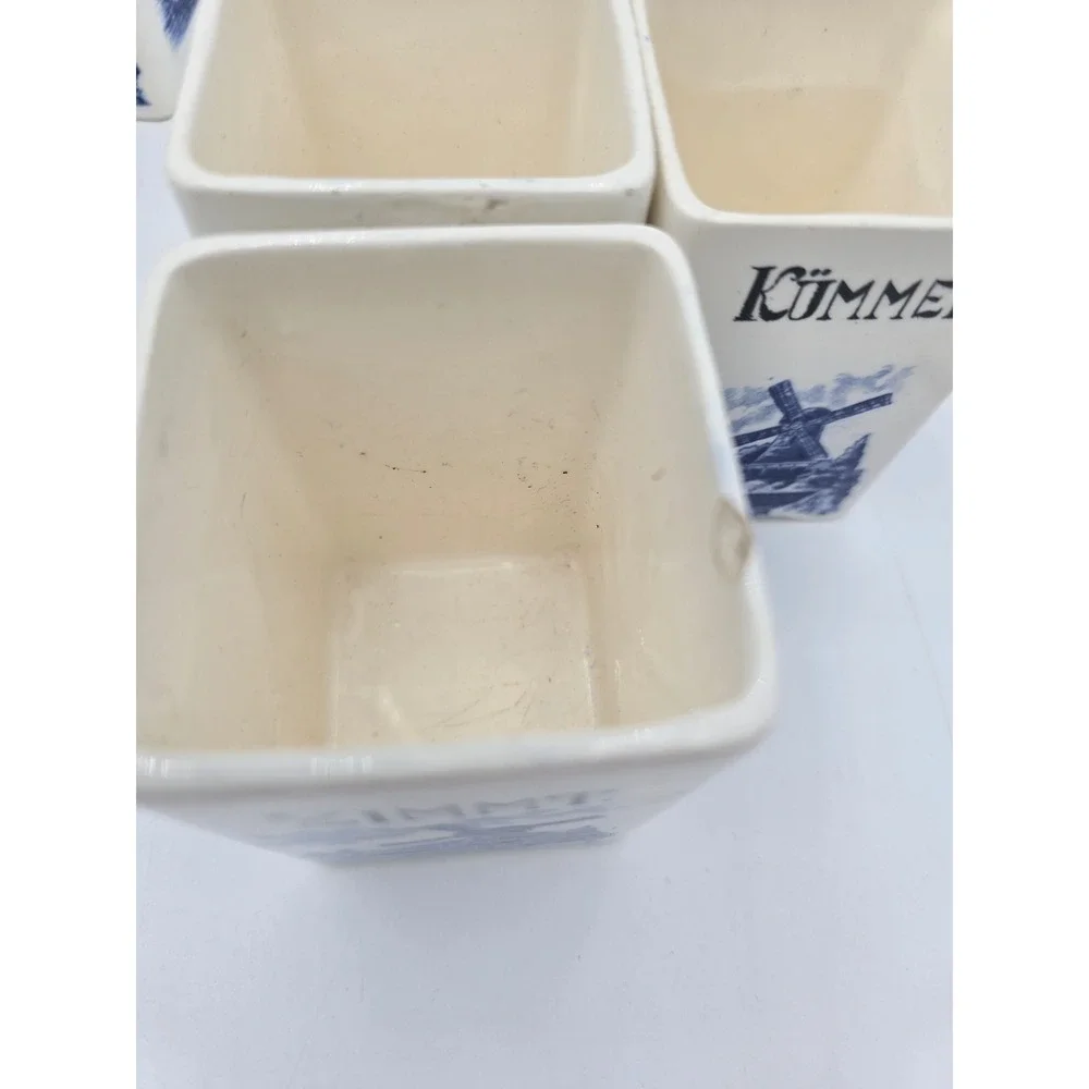 Vintage German Delft Blue Ceramic Spice Canister Set‎ Windmill Sailboat 5pc